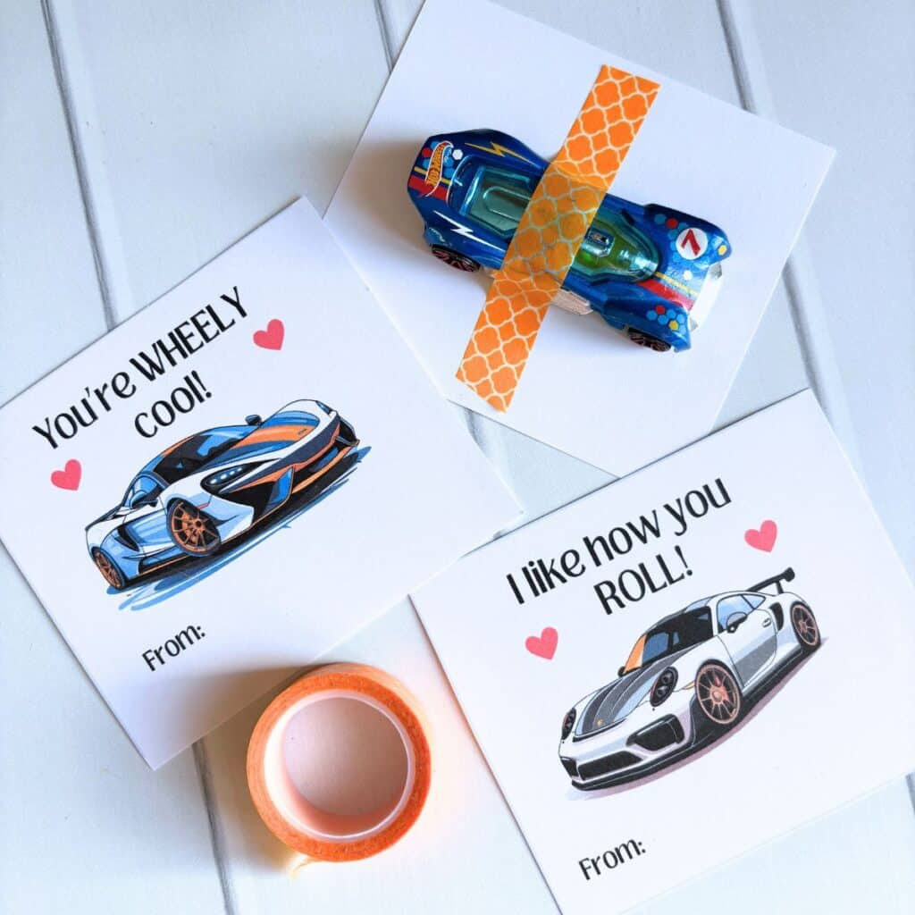 Free Printable Race Car Valentines For Kids! - Simply Full Of Delight in Free Printable Hot Wheels Valentines