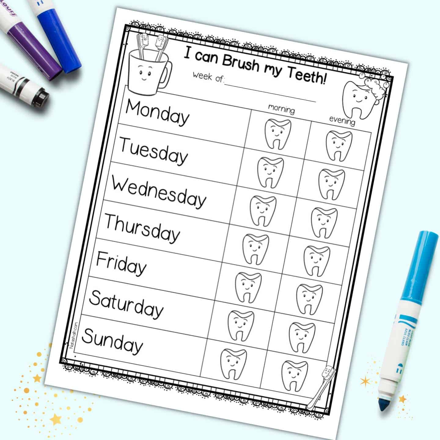 Free Printable Tooth Brushing Chart - The Artisan Life regarding Free Printable Tooth Brushing Chart