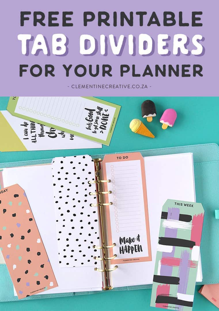 Free Printable Top Tab Dividers For Planners, Diaries And Agendas in Free Printable Planner Dividers