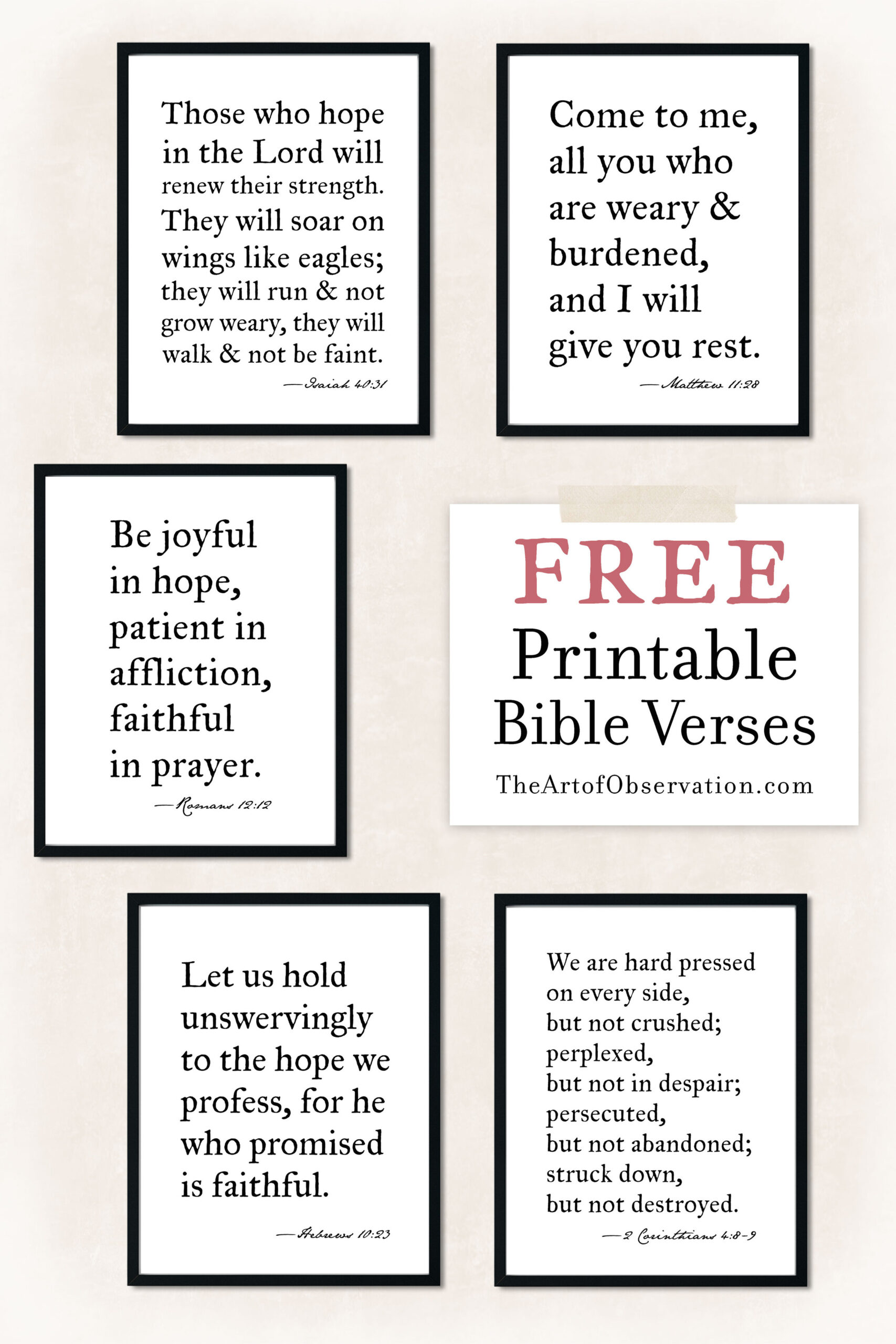 Free Printables: Bible Verse Wall Art — The Art Of Observation throughout Free Printable Bible Verse