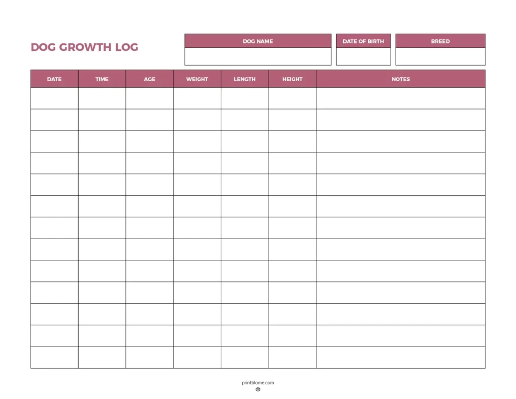 Free Puppy Growth Chart Printable Pdfs - 16 Weight Trackers intended for Free Printable Puppy Weight Puppy Whelping Chart