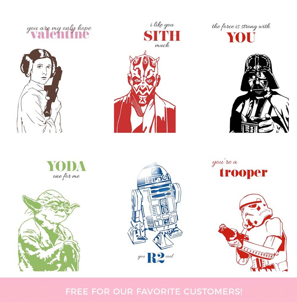 Free Star Wars Valentines • Persnickety Prints in Free Printable Star Wars Valentines