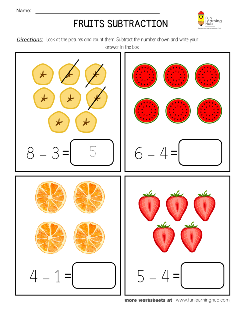 Free To Download: 70+ Pictorial Subtraction Worksheets For throughout Fruit Picture Subtraction Worksheet