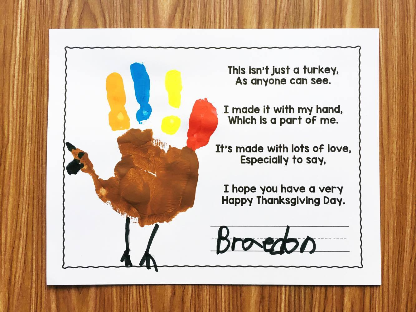 Free Turkey Handprint Poem - Simply Kinder with regard to Turkey Handprint Poem Free Printable