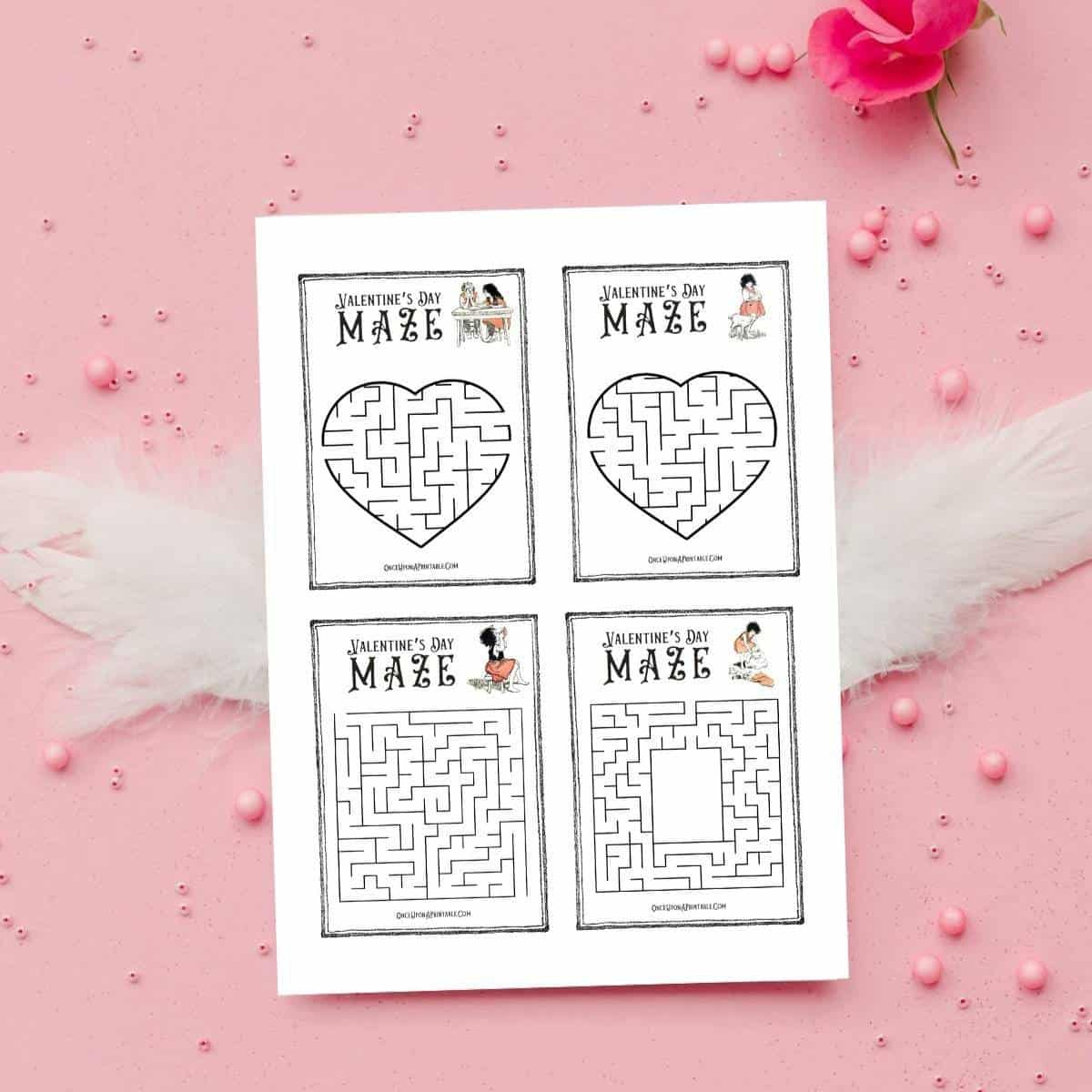 Free Valentine&amp;#039;S Day Maze Cards Printable Activity - Once Upon A within Free Printable Valentines Maze