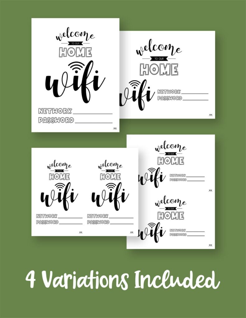 Free Wifi Password Signs - 25 Free Designs | Printabulls for Wifi Password Free Printable