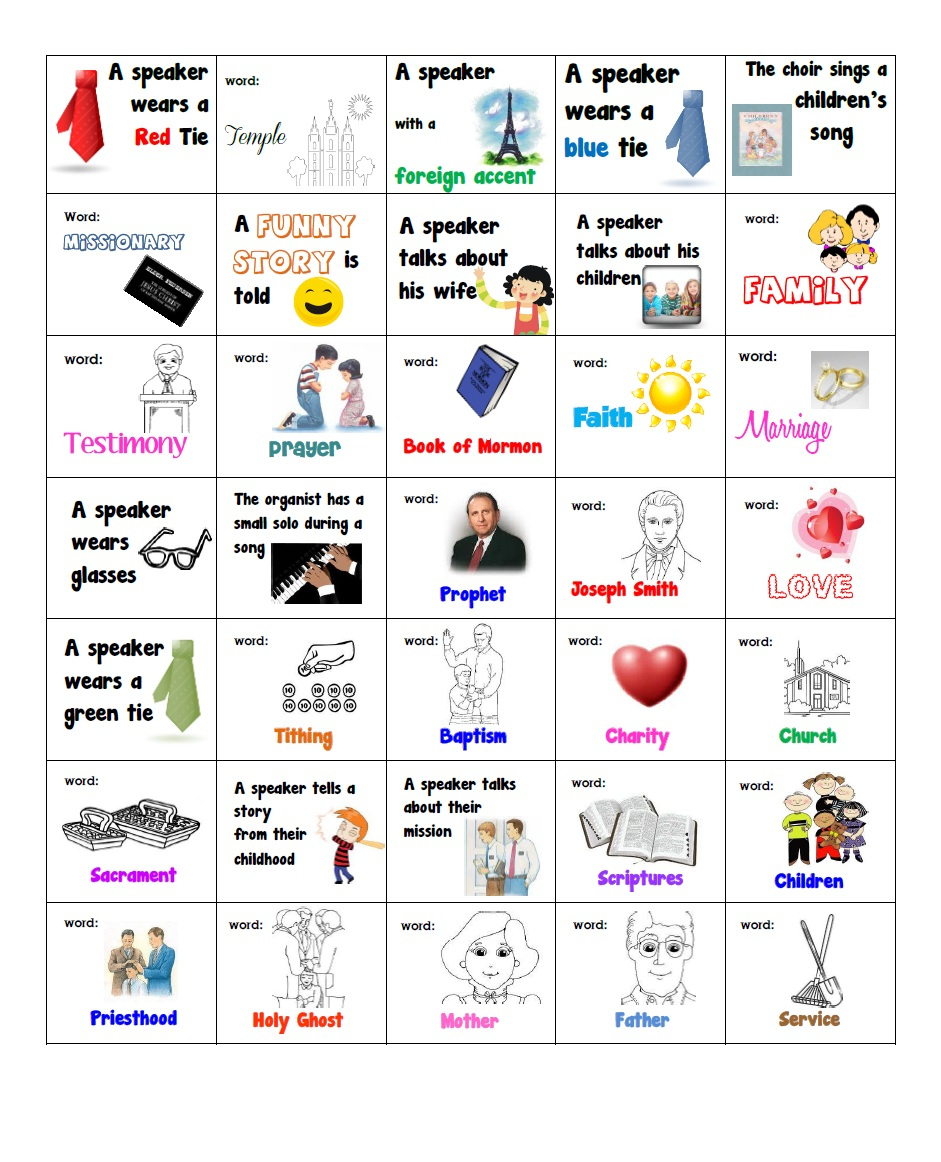 General Conference Bingo For The Kids! The Red Headed Hostess pertaining to General Conference Bingo Free Printable