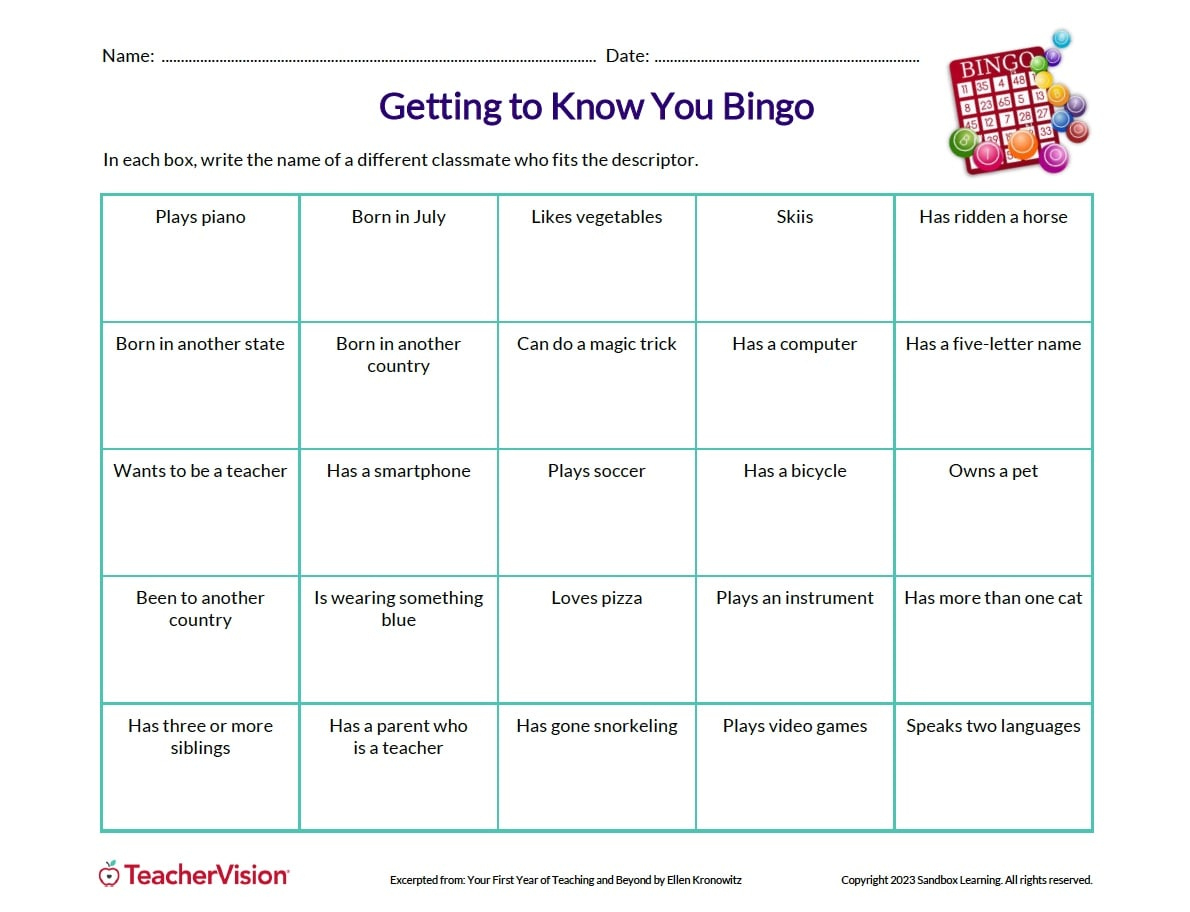 Get To Know You Bingo Template | Icebreaker Bingo - Teachervision pertaining to Getting to Know You Bingo Cards