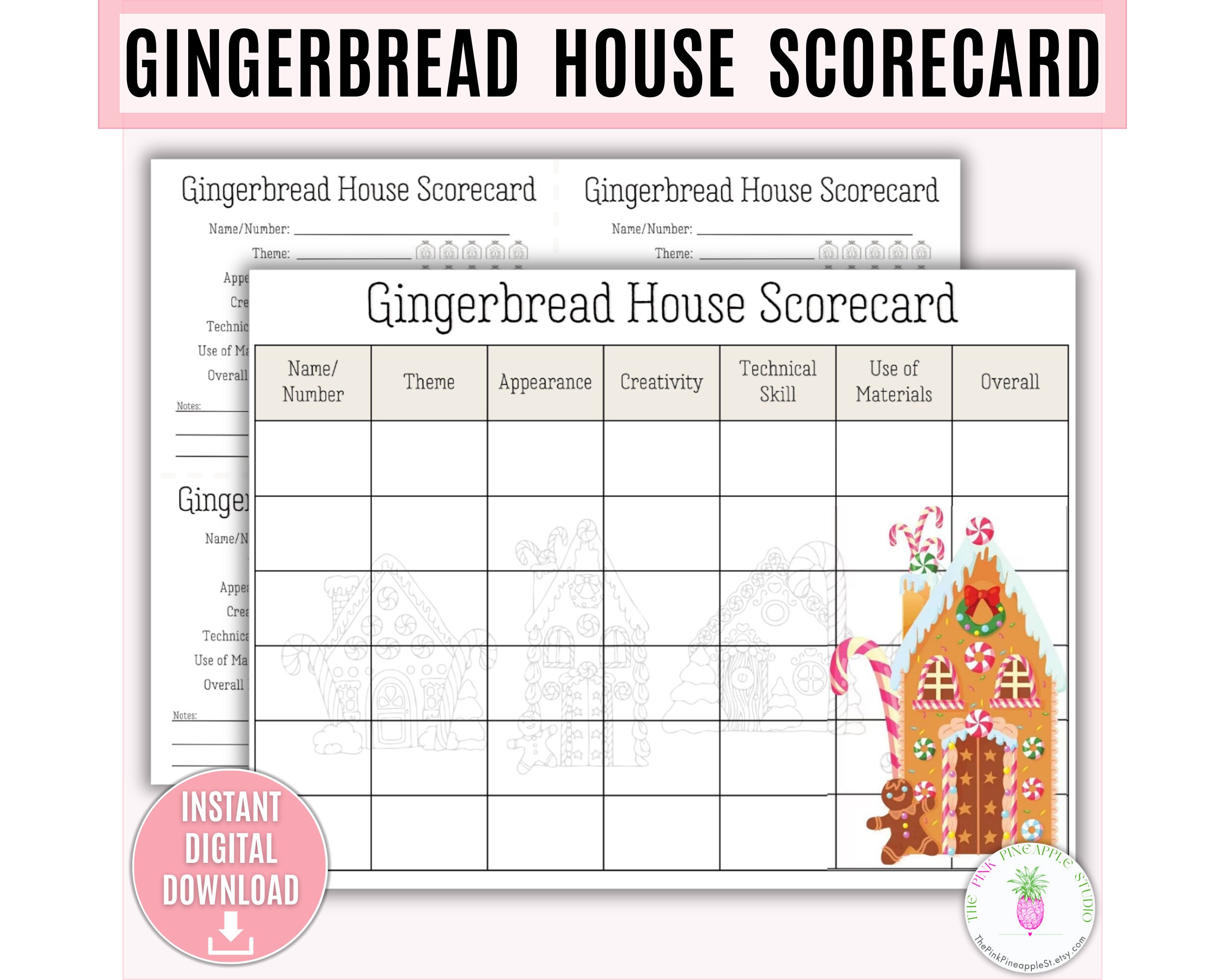 Gingerbread House Scorecard Printable, Gingerbread House Contest pertaining to Printable Gingerbread House Judging Sheet