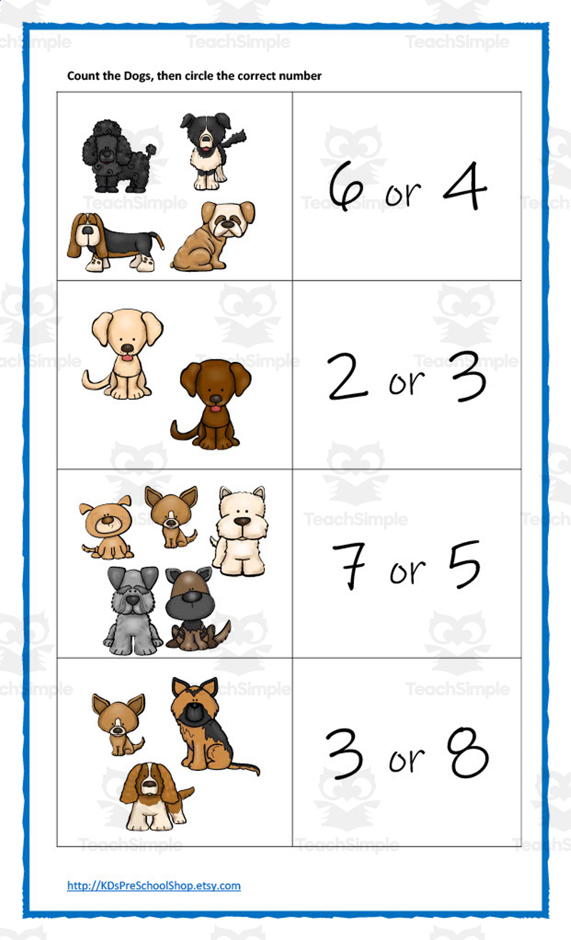 Give A Dog A Bone | Animal Math Worksheetsteach Simple regarding Counting Dogs Worksheet Printable