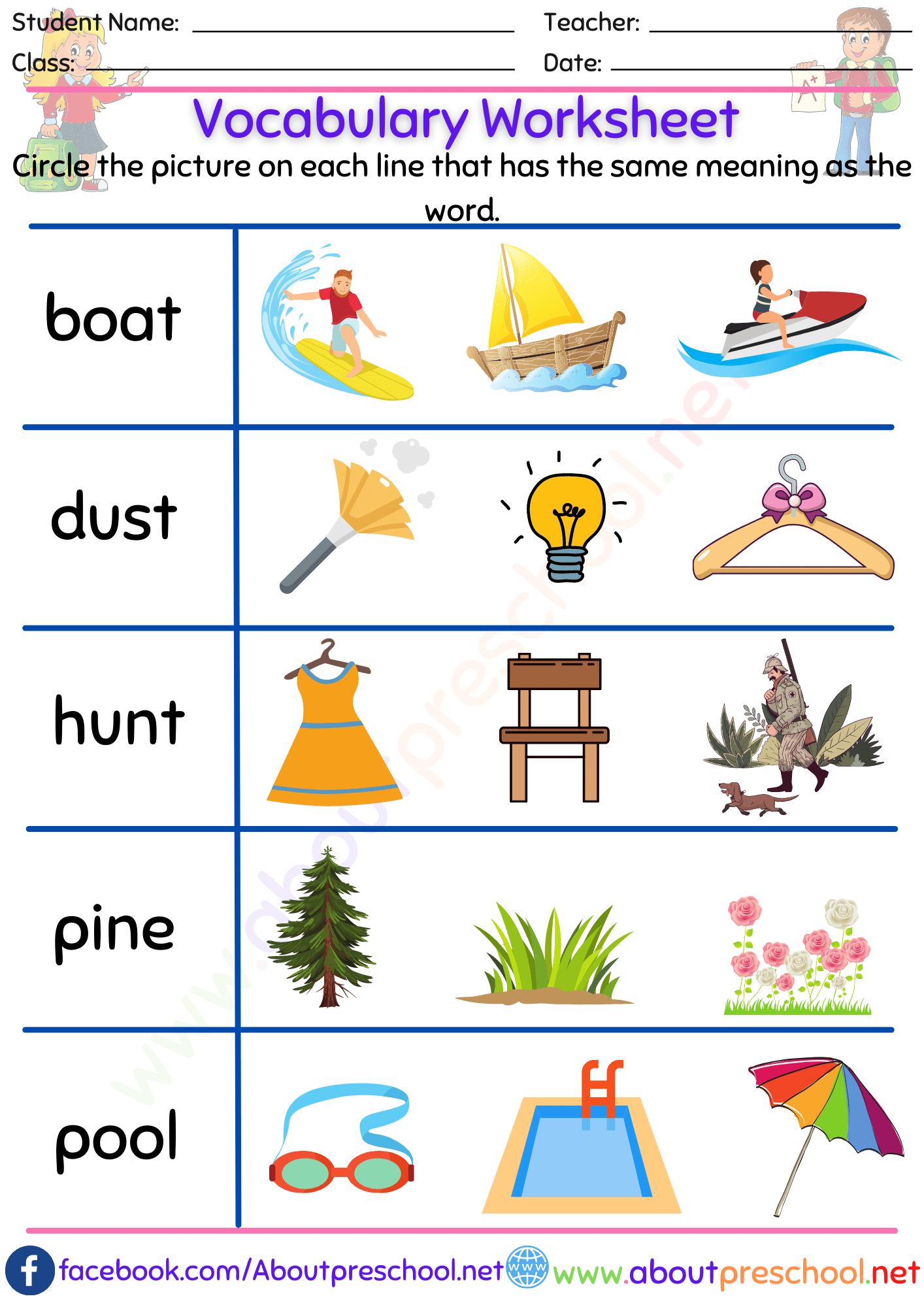 Grade 1 Archives - Page 18 Of 20 - About Preschool intended for Vocabulary Printable Worksheets For Grade 1