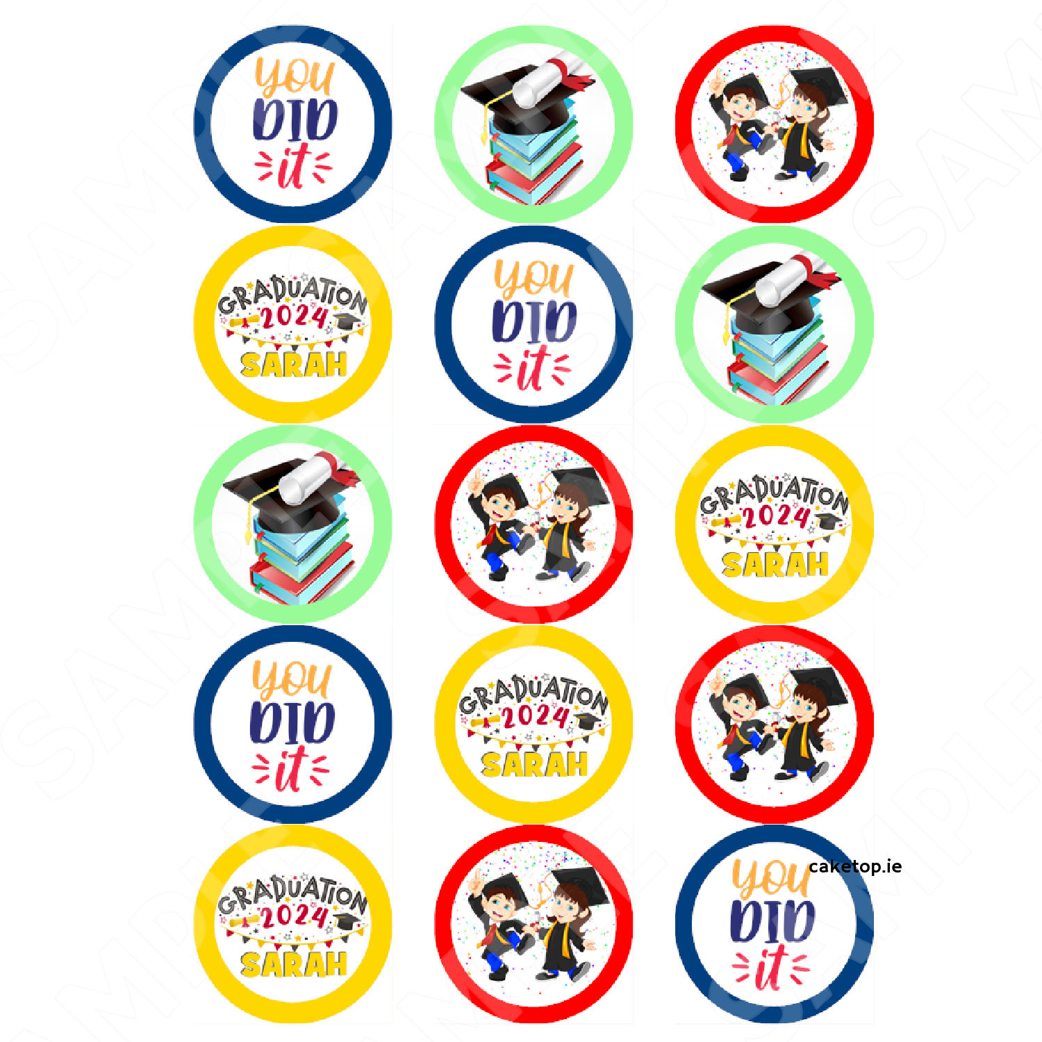 Graduation Edible Cake Toppers | Edible Picture | Caketop.ie with Printable Graduation Cupcake Toppers