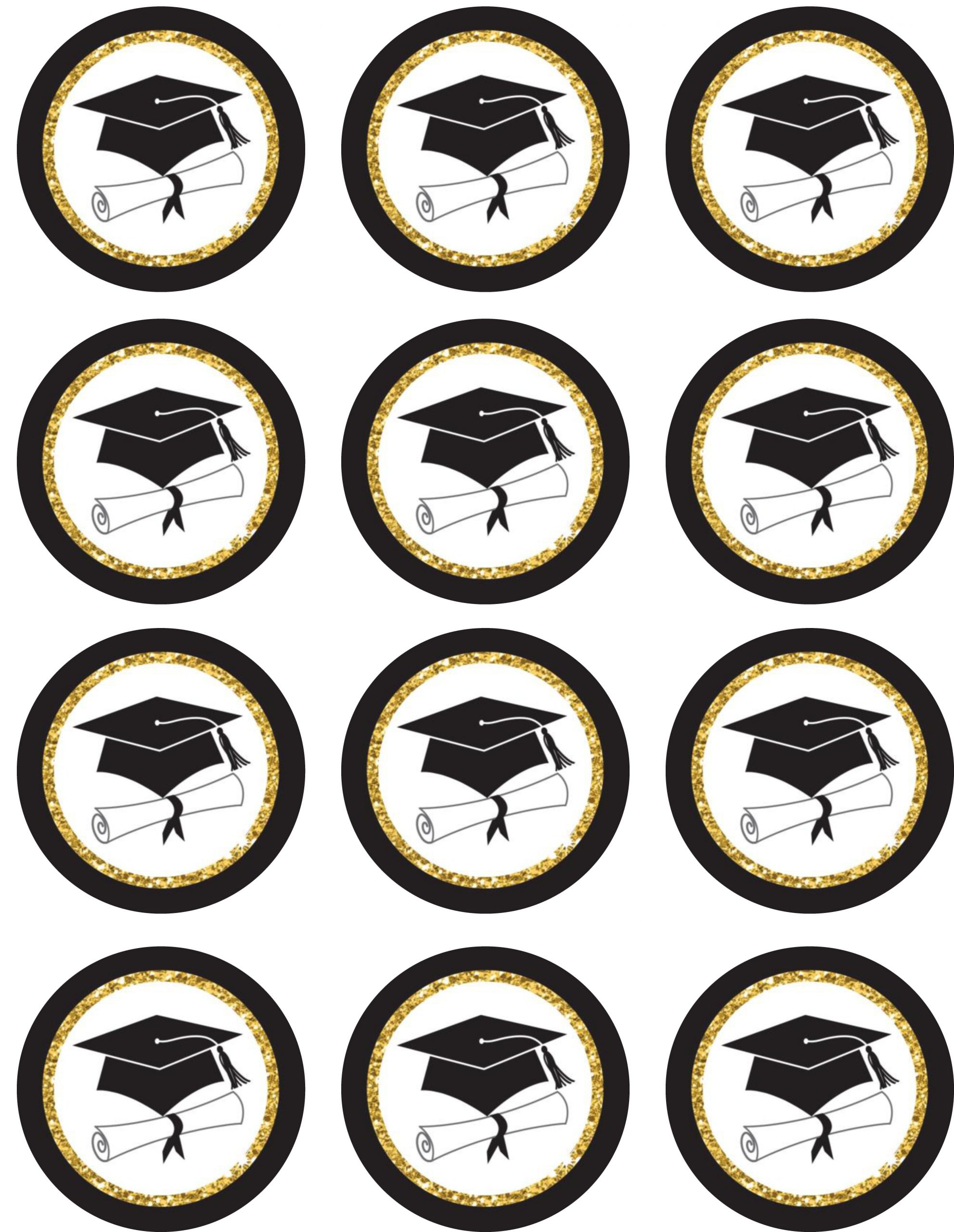 Graduation | Grad Cap With Gold | Cupcake Toppers – Shore Cake Supply in Printable Cupcake Toppers Graduation