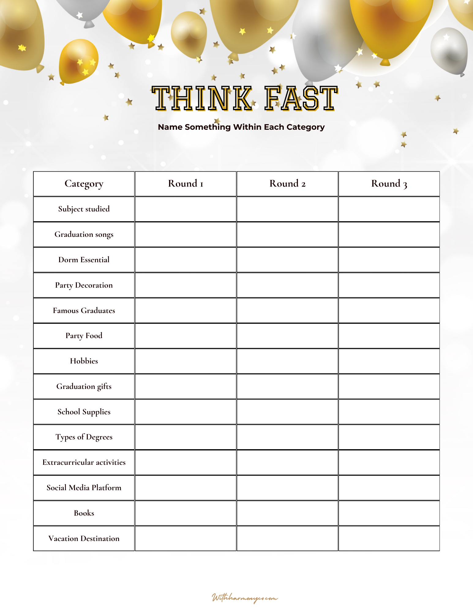 Graduation Party Printable Games - Withharmony &amp;amp;Co pertaining to Grad Party Free Printable Graduation Party Games