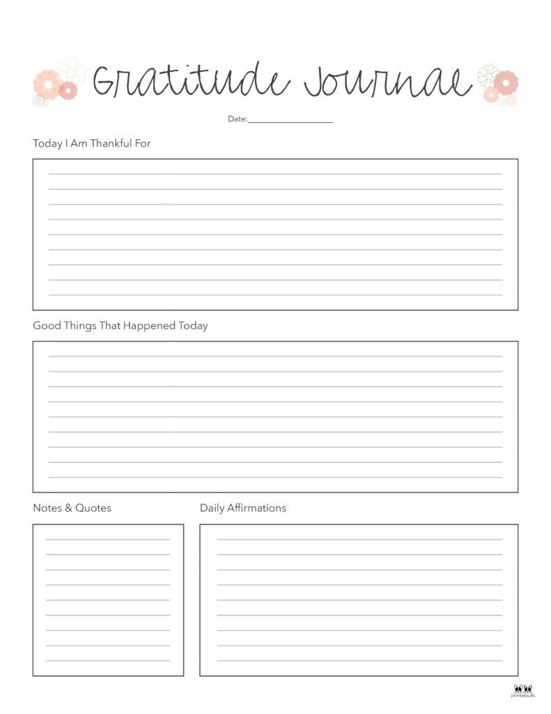 Gratitude Journal Templates - 18 Free Printables | Printabulls with Gratitude Journal Free Printables