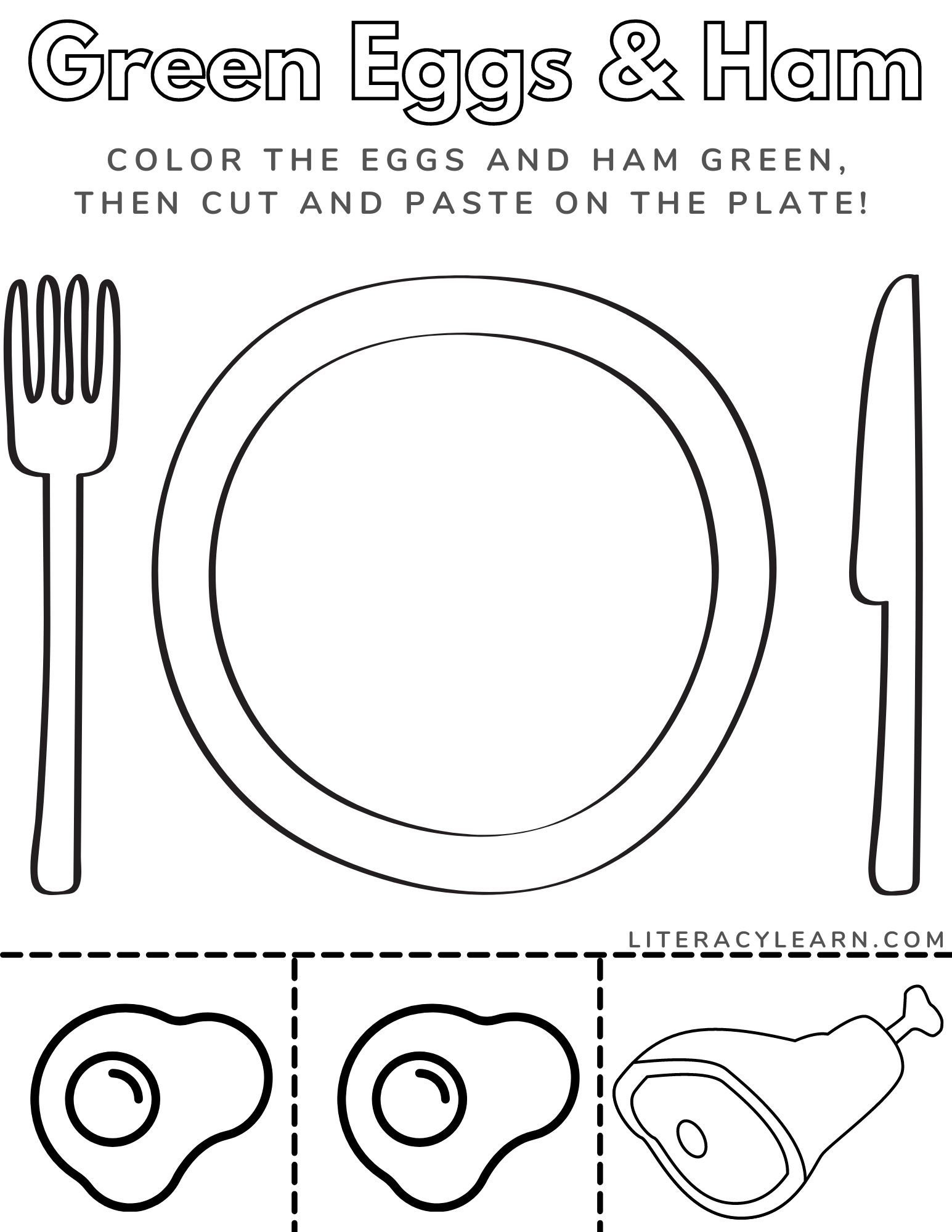 Green Eggs &amp;amp; Ham Printable Worksheet - Literacy Learn intended for Free Printable Green Eggs and Ham Craft Template