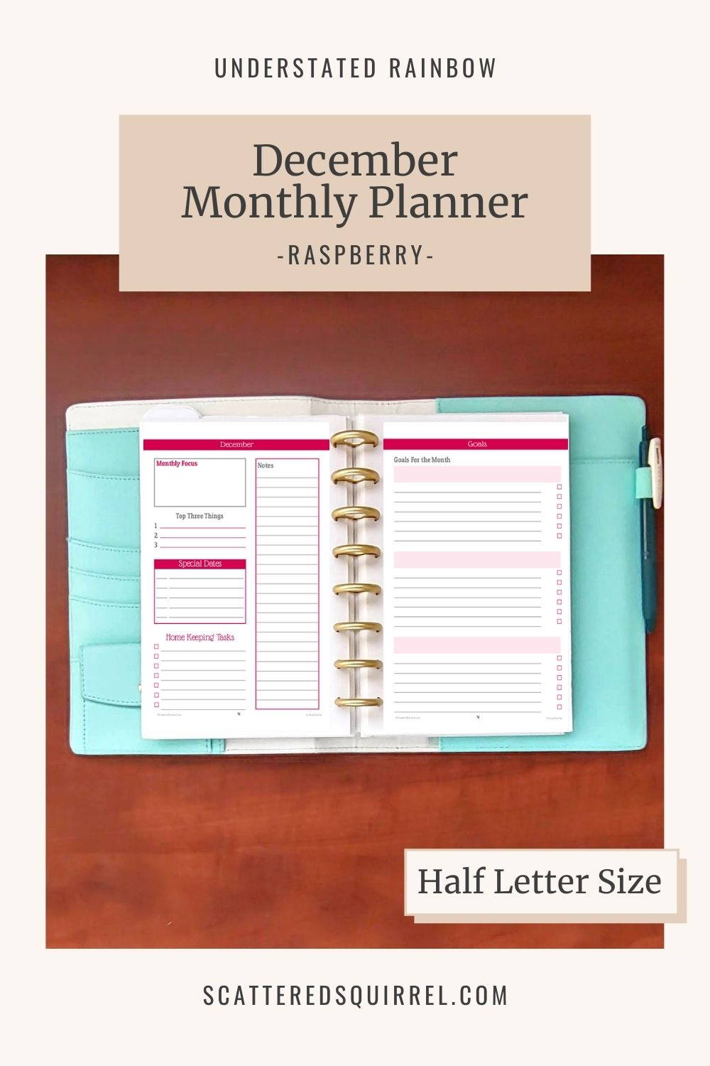 Half-Size Monthly Planner Printables with regard to Free Half Letter Planner Printables