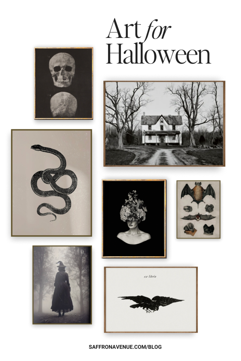 Halloween Art Prints And A Free Halloween Printable - Saffron Avenue intended for Free Printable Halloween Wall Art