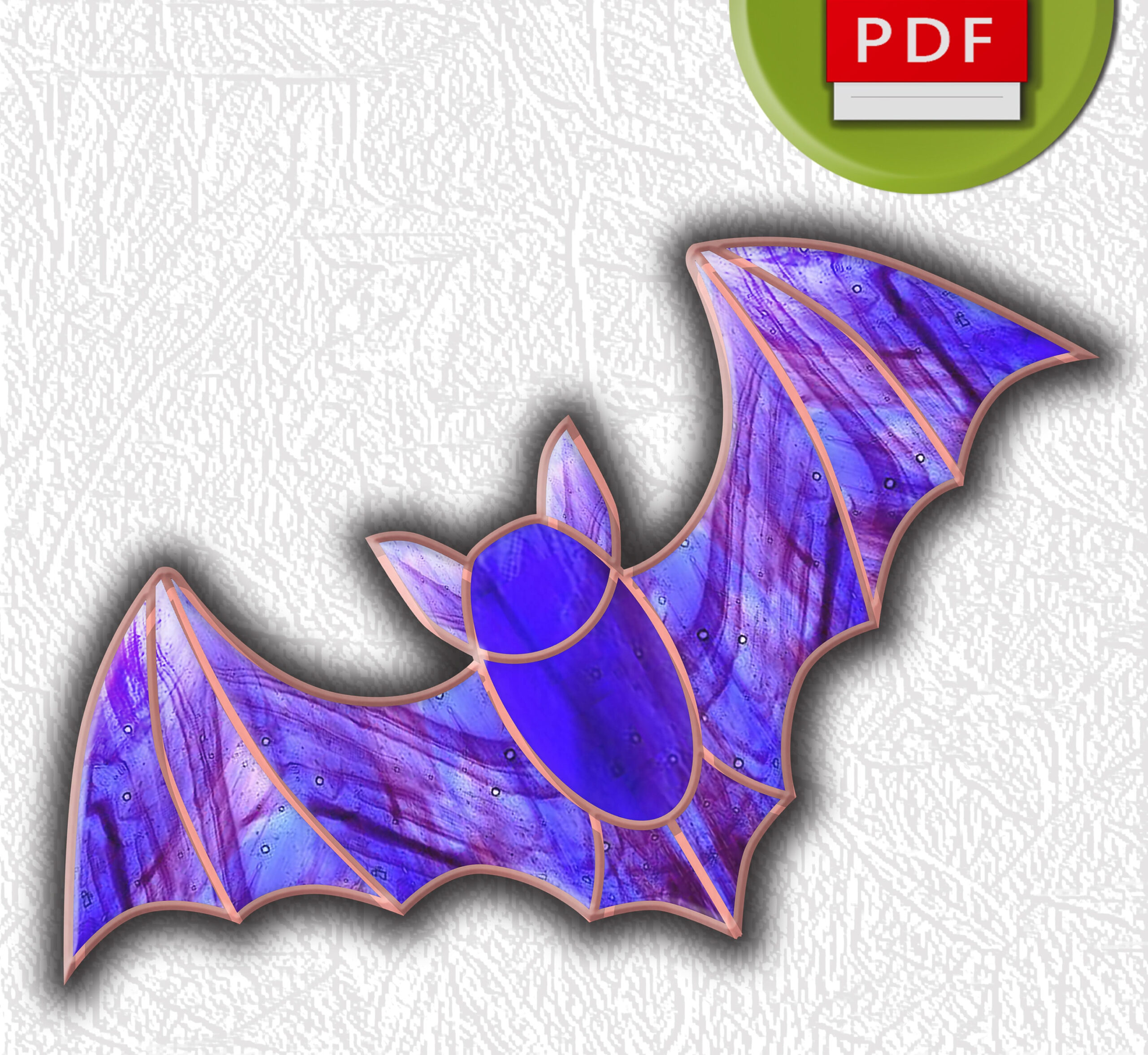 Halloween Bat Stained Glass Digital Pattern Suncatcher Window Hanging Printable Pdf in Printable Stained Glass Bat Pattern