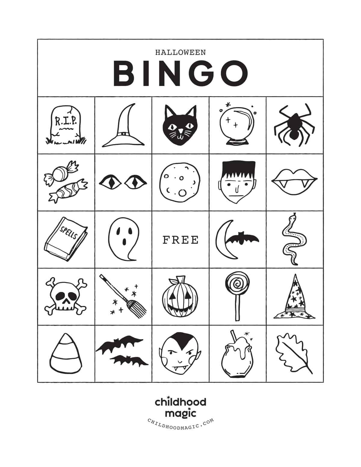 Halloween Bingo - Childhood Magic in Halloween Bingo Card Printable