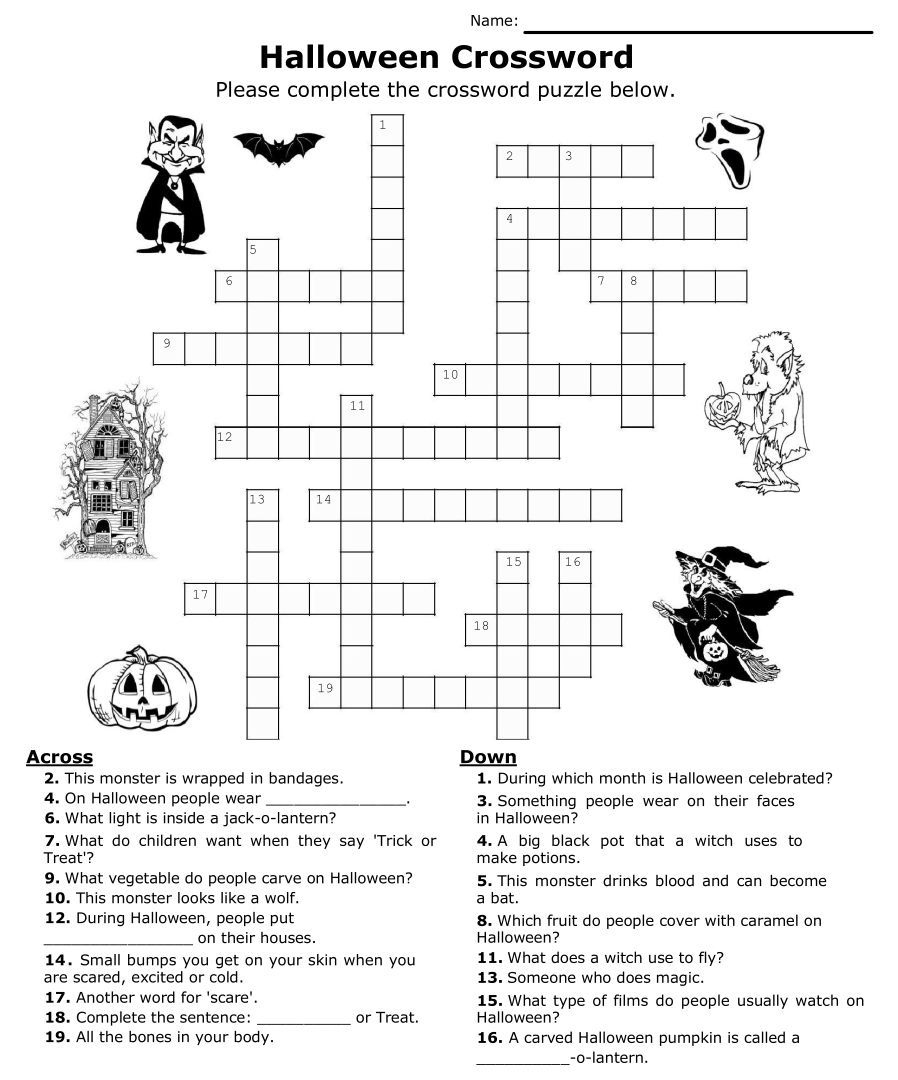 Halloween Crossword Puzzles - 15 Free Pdf Printables | Printablee intended for Halloween Printable Crossword Puzzles