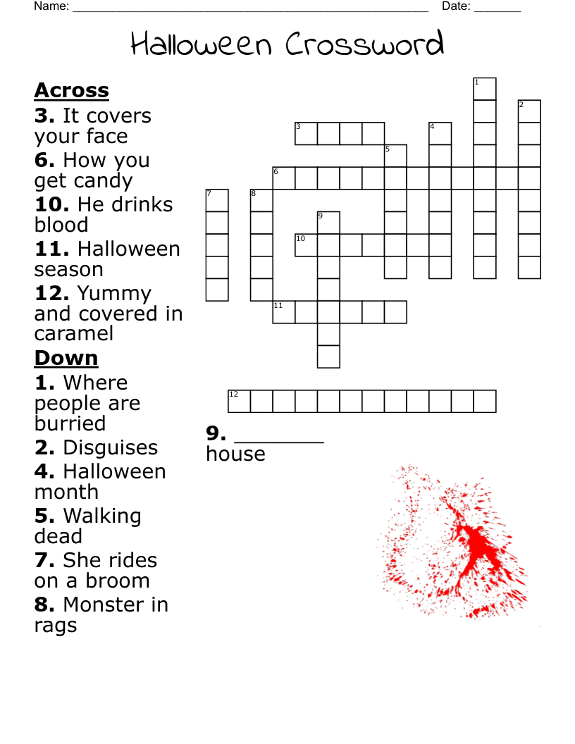 Halloween Crossword - Wordmint inside Halloween Crosswords Printable