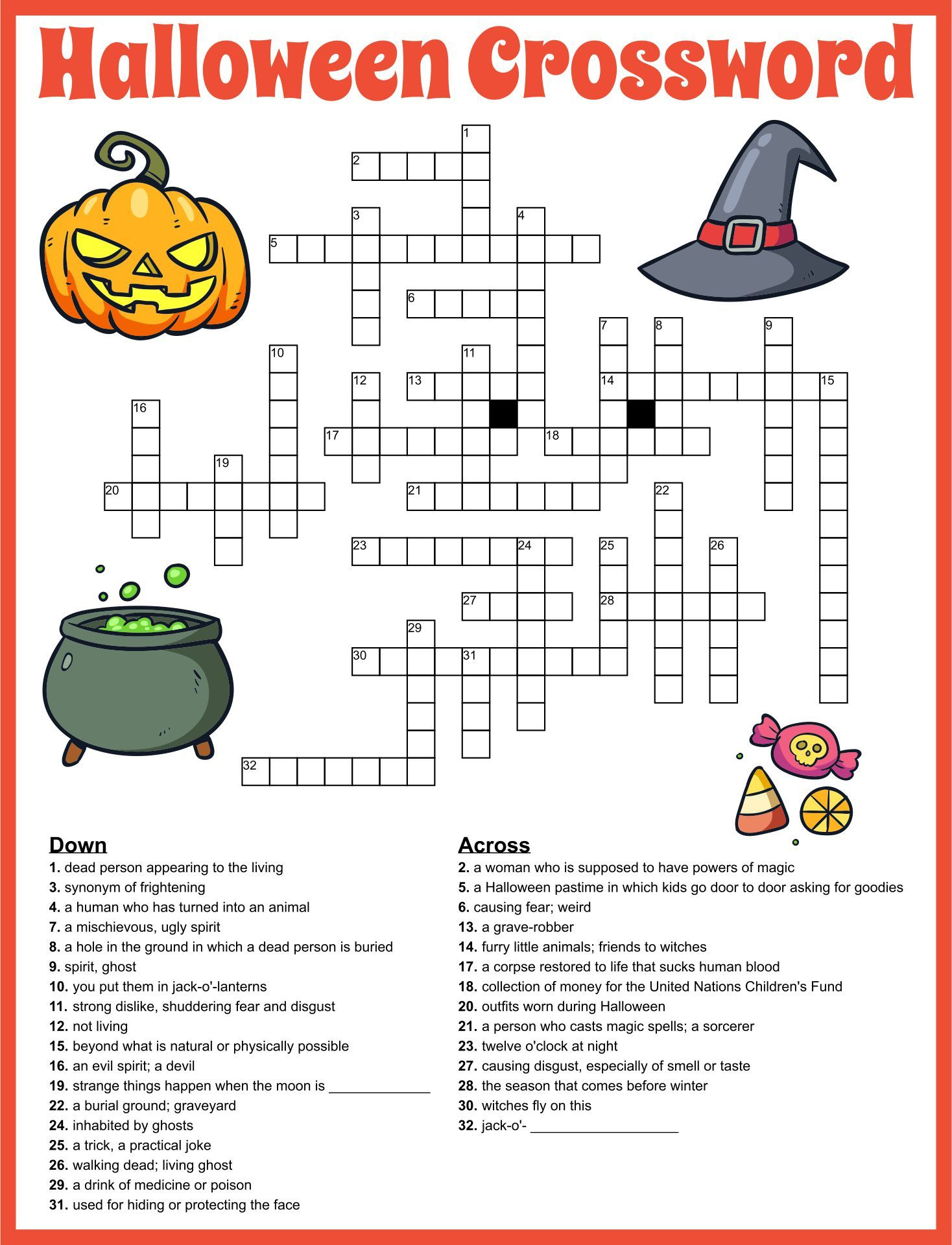 Halloween Crossword (Worksheet) with regard to Halloween Printable Crossword Puzzles