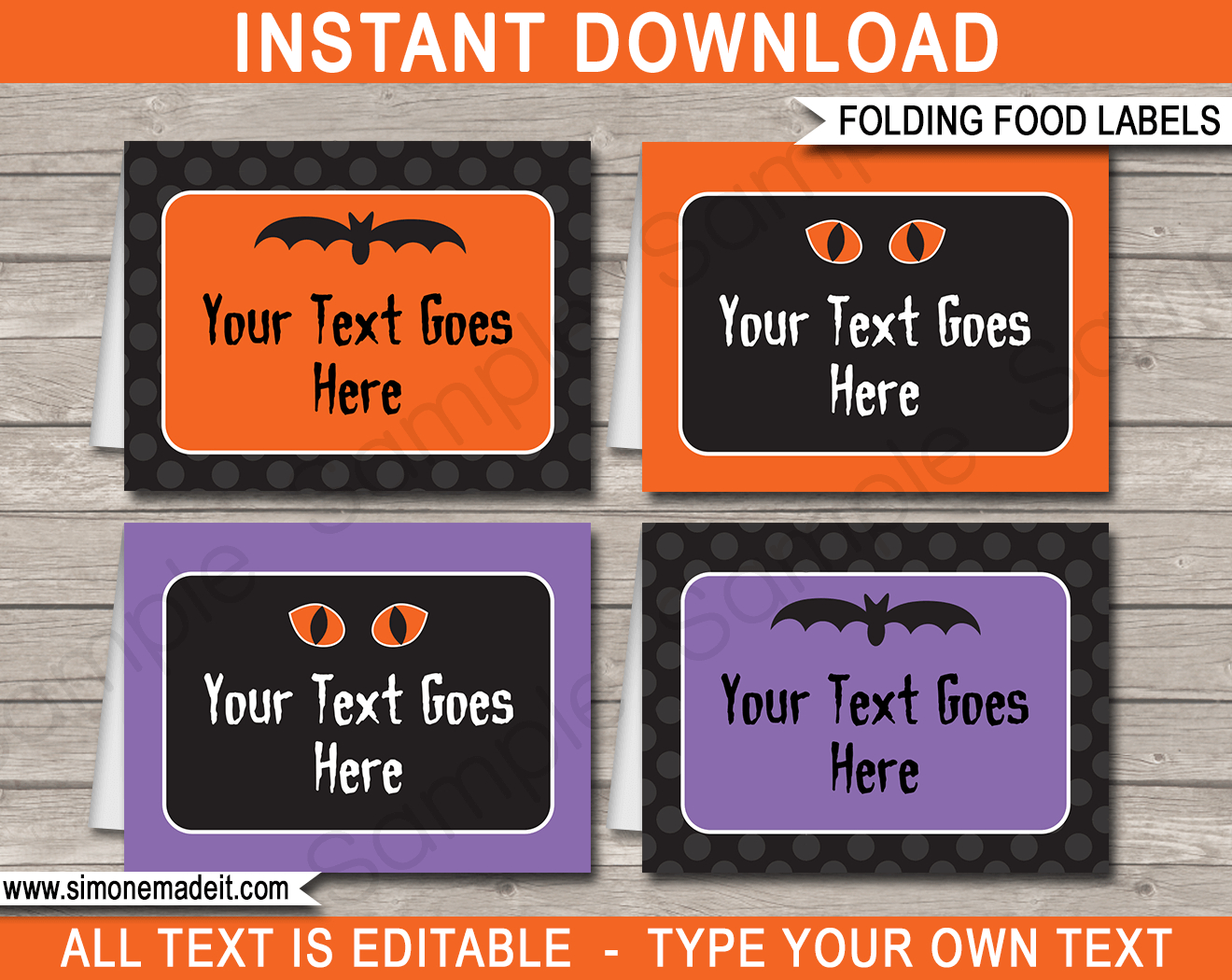 Halloween Food Labels Template regarding Printable Halloween Place Cards
