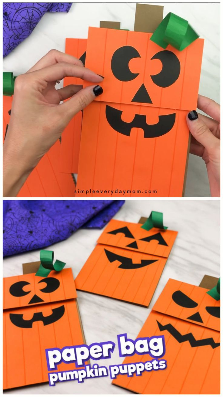 Halloween Paper Bag Puppets For Kids (Free Printable Pdf Template) in Halloween Paper Bag Puppets Printables Free