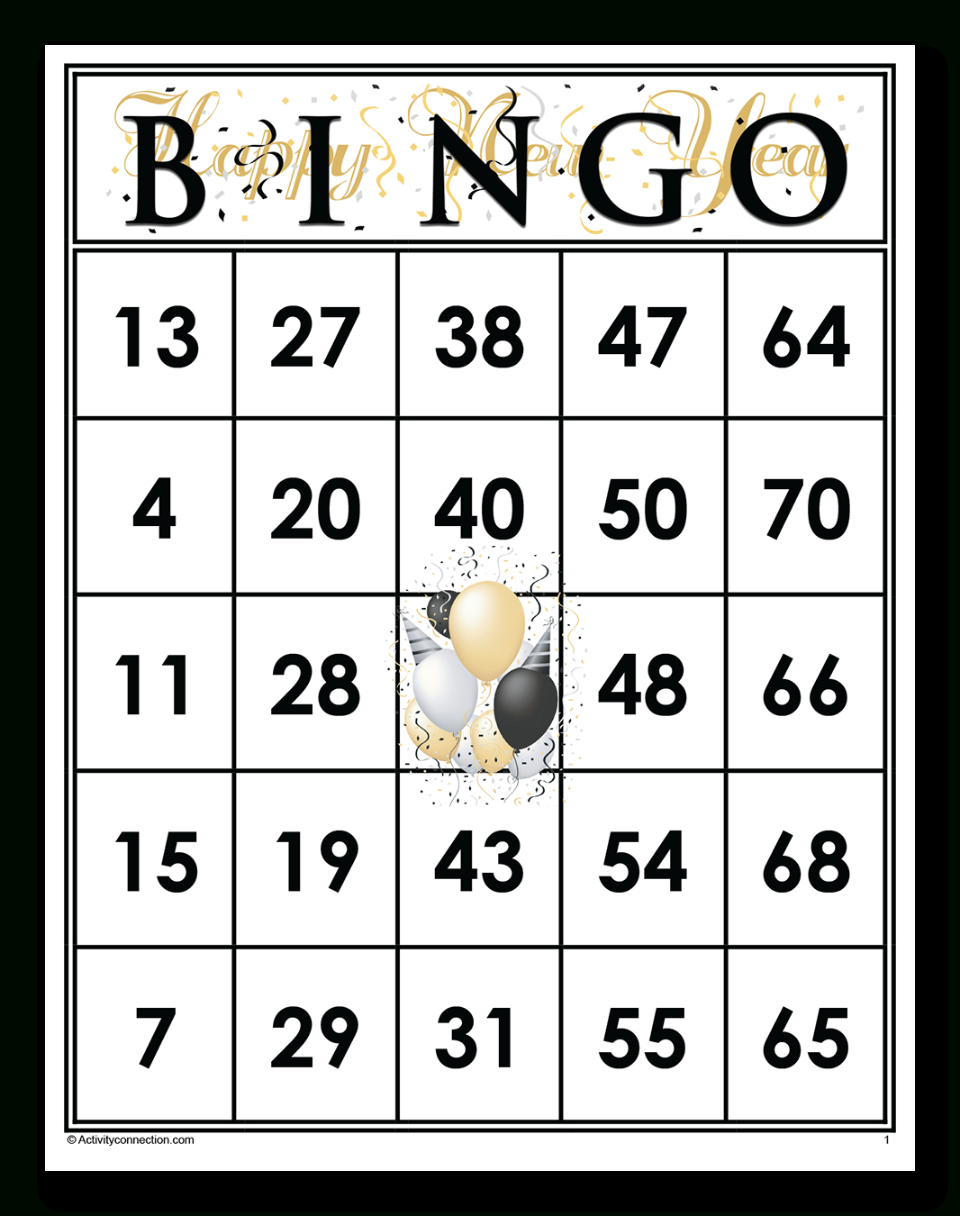 Happy New Year Bingo Cards (Printable) - Activity Connection in New Year Bingo Card