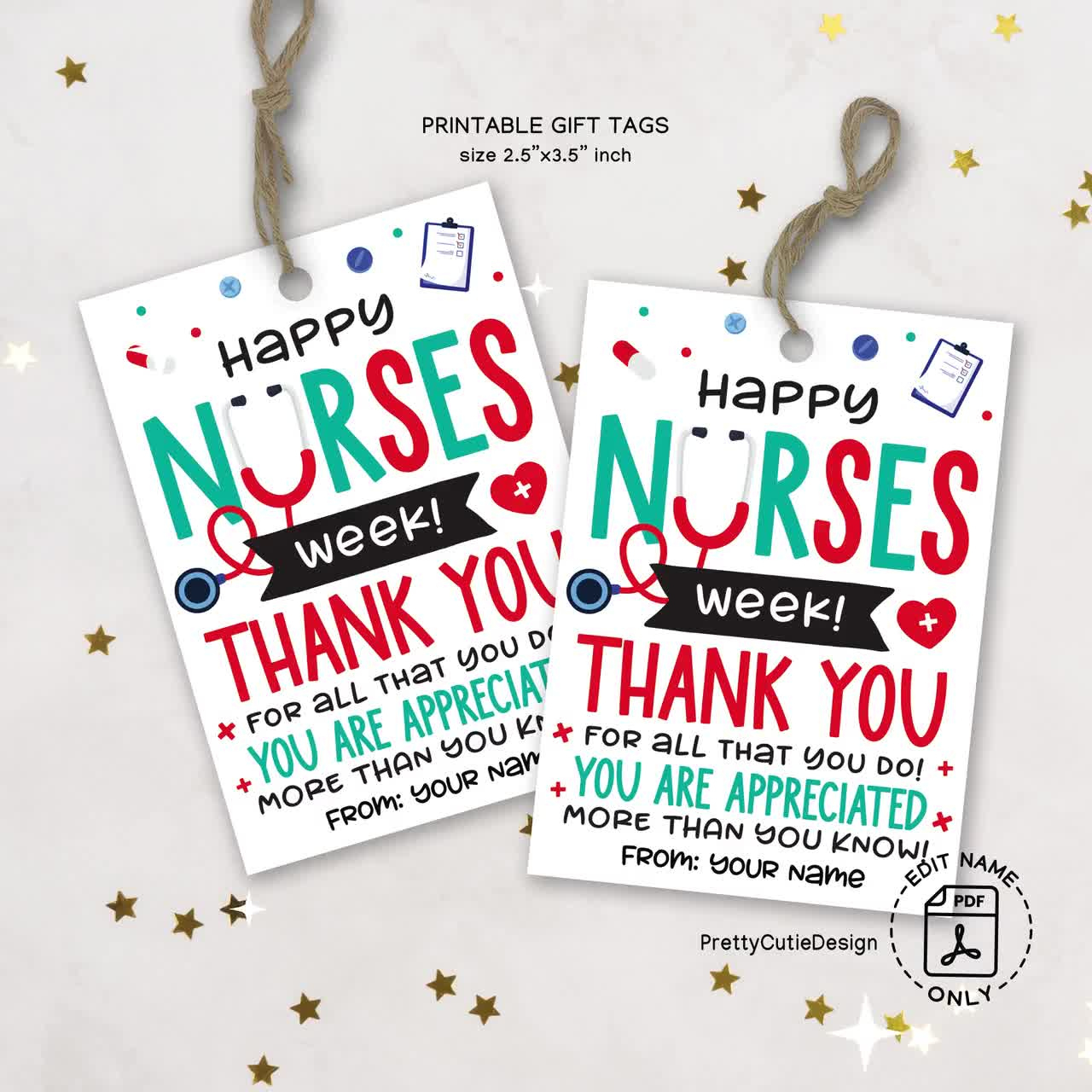 Happy Nurse Appreciation Week Printable Gift Tags, Happy Nurses Week Gift Tag, School Nurse Appreciation Gifts, Nurse Sweet Treat Gift Tag in Free Printable Nurse Gift Tags