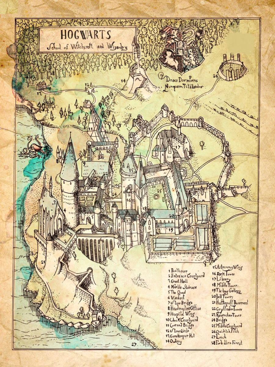 Harry Potter Hogwarts Map Prop Print | Estatesales pertaining to Printable Map of Hogwarts