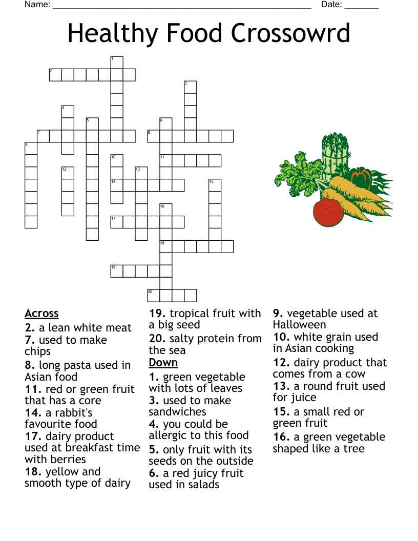 Healthy Food Crossowrd Crossword - Wordmint throughout Food Crosswords Printable