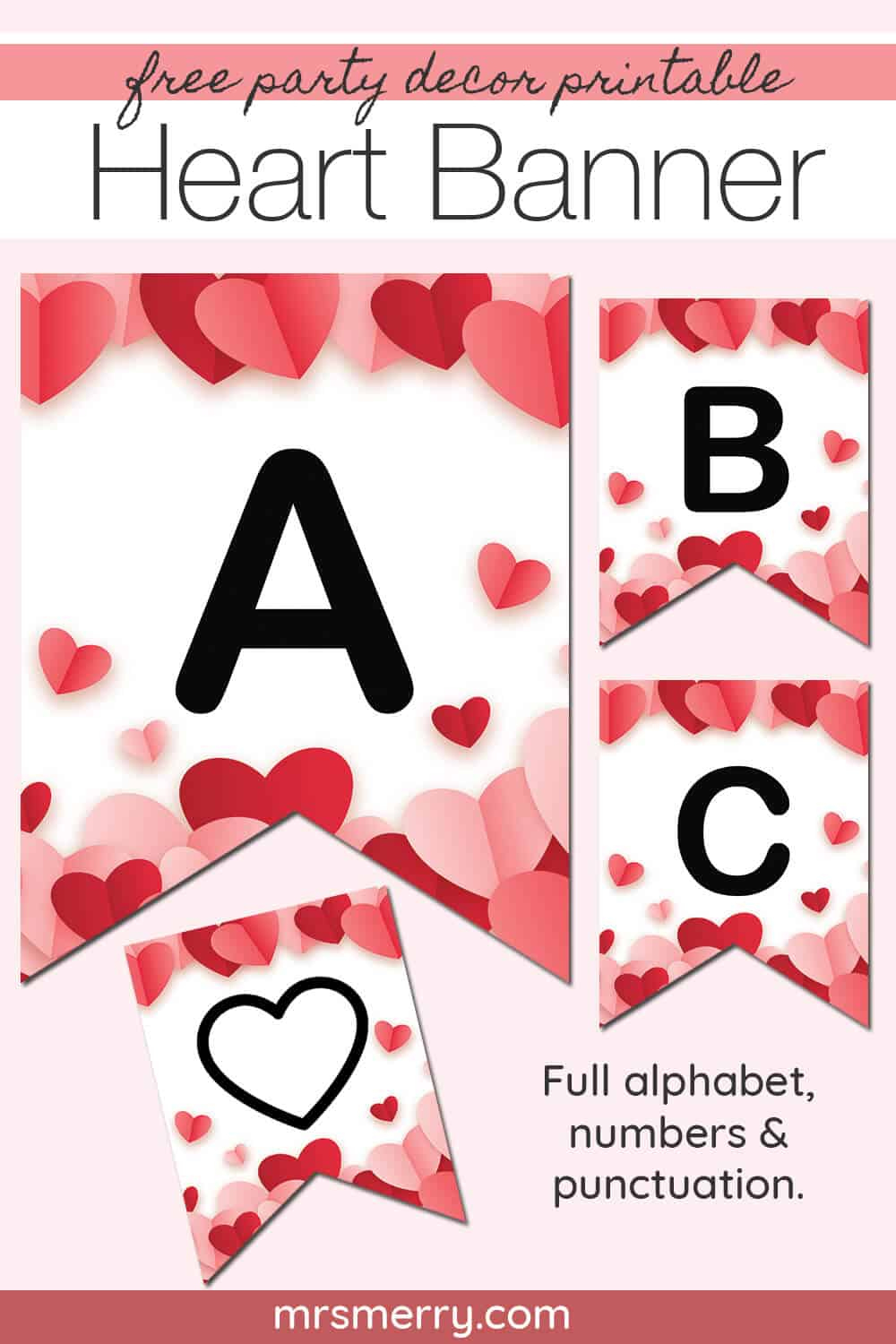 Heart Party Decor Banner | Mrs. Merry with Free Printable Valentines Banner