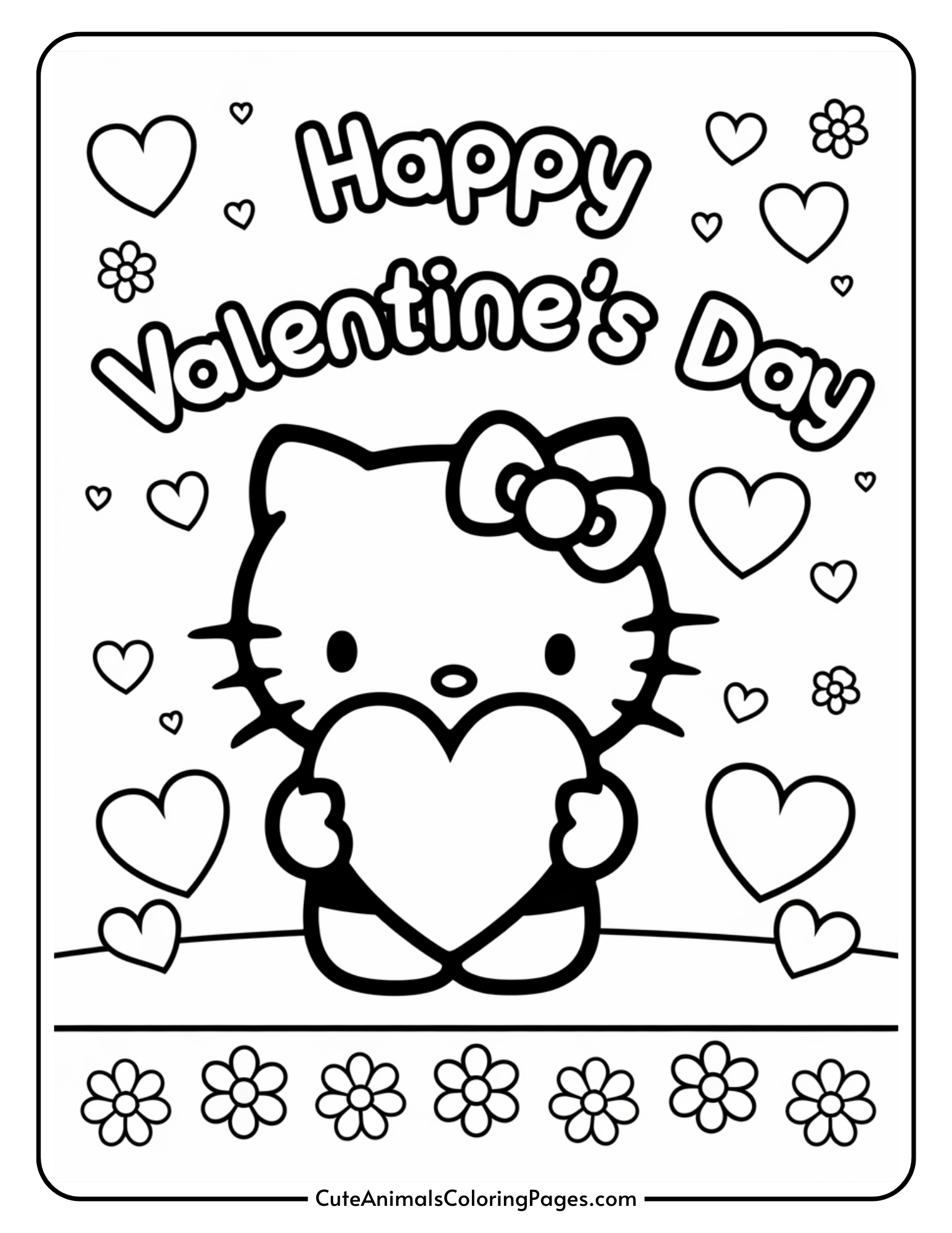 Hello Kitty Valentine Coloring Pages (12 Free Printable Pdf Pages throughout Hello Kitty Valentines Printable
