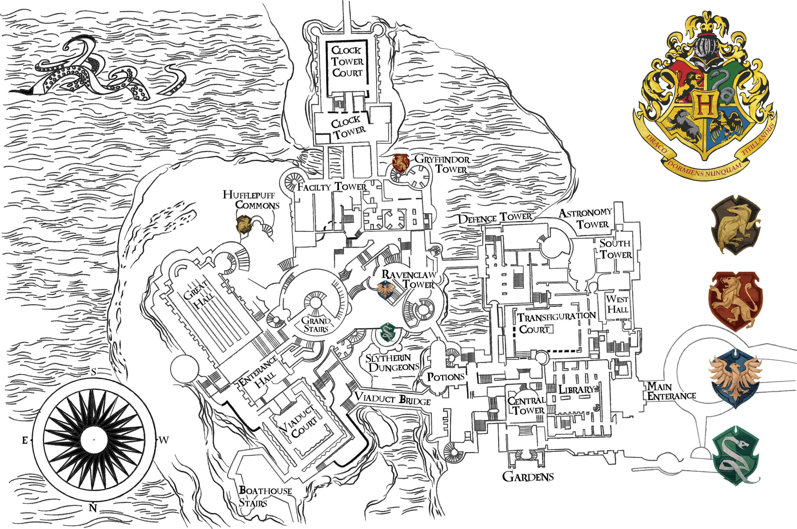 Hogwarts Map - Digital Download - Etsy in Printable Map Of Hogwarts