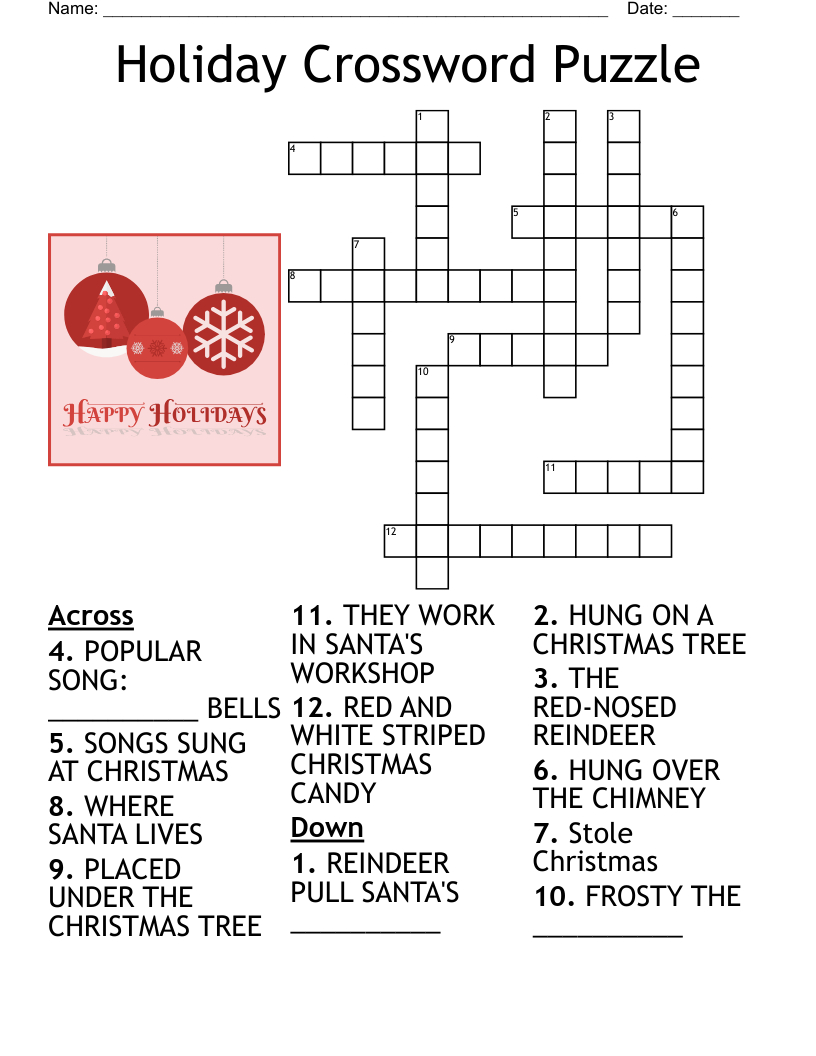 Holiday Crossword Puzzle - Wordmint throughout Printable Holiday Crossword Puzzles