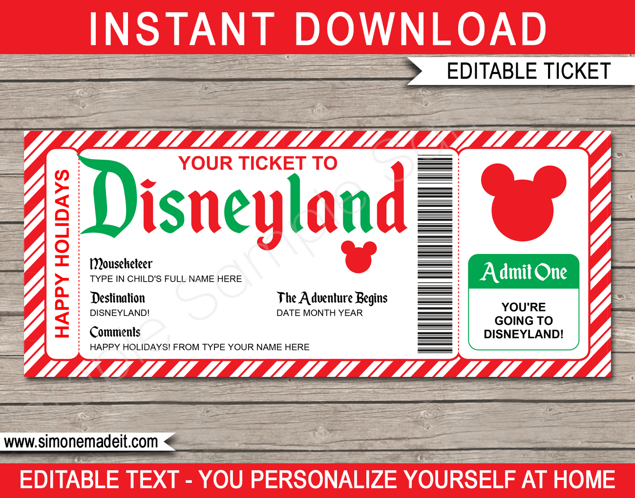 Holiday Disneyland Ticket Template | Surprise Disneyland Trip Reveal pertaining to Printable Fake Disneyland Tickets