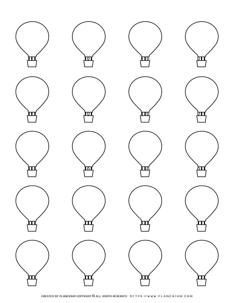 Hot Air Balloon Template - Twenty Hot Air Balloons | Planerium with regard to Printable Cut Out Balloon Template