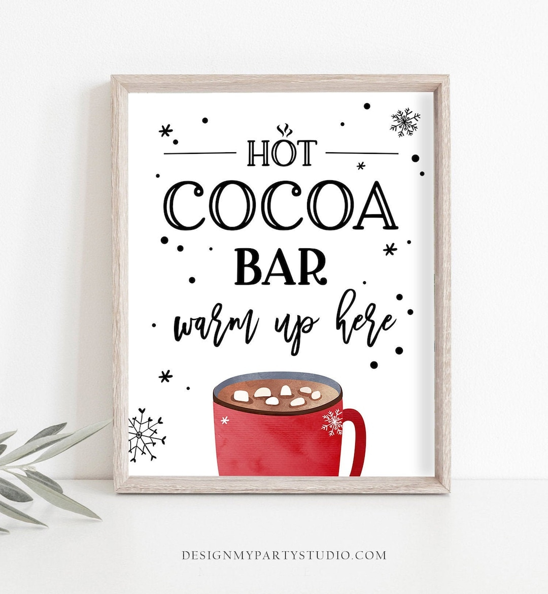 Hot Cocoa Bar Sign Printable Hot Chocolate Bar Table Sign Cookies inside Hot Cocoa Bar Printable Sign