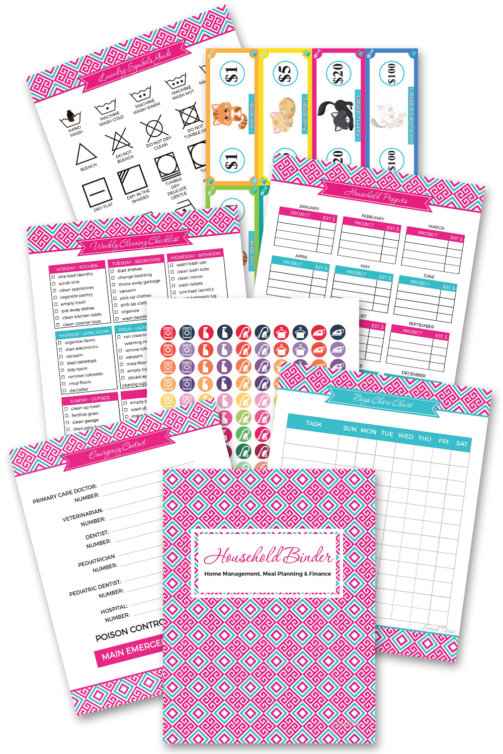 Household Binder Printables {110+ Pages} - Sarah Titus inside Family Binder Free Printables