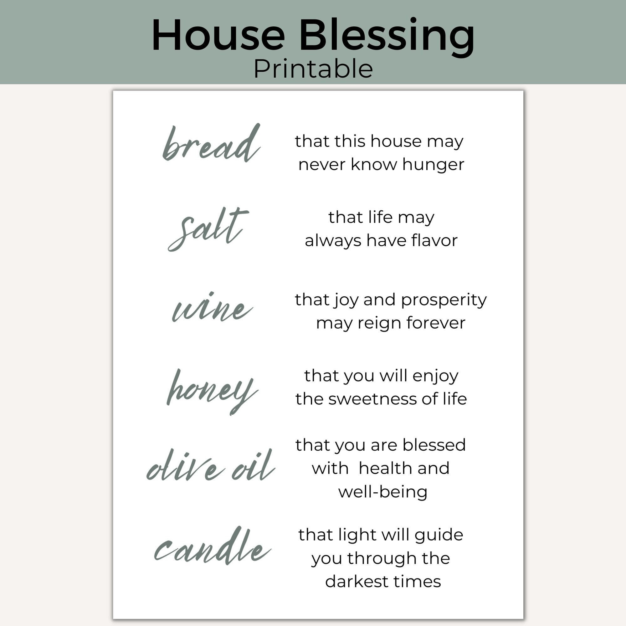 Housewarming Printable| House Blessing Printable| Bread, Salt for Free Printable Housewarming Poem