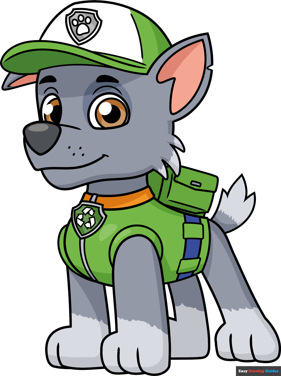 How To Draw Rocky From Paw Patrol - Really Easy Drawing Tutorial throughout Printable Rocky Paw Patrol