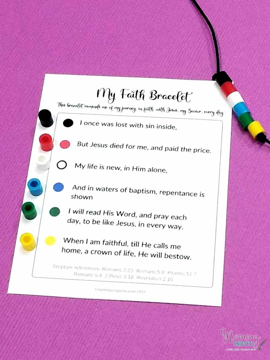 How To Make Faith Bracelets (+ A Salvation Bracelet Printable) throughout Free Printable Salvation Bracelet Cards