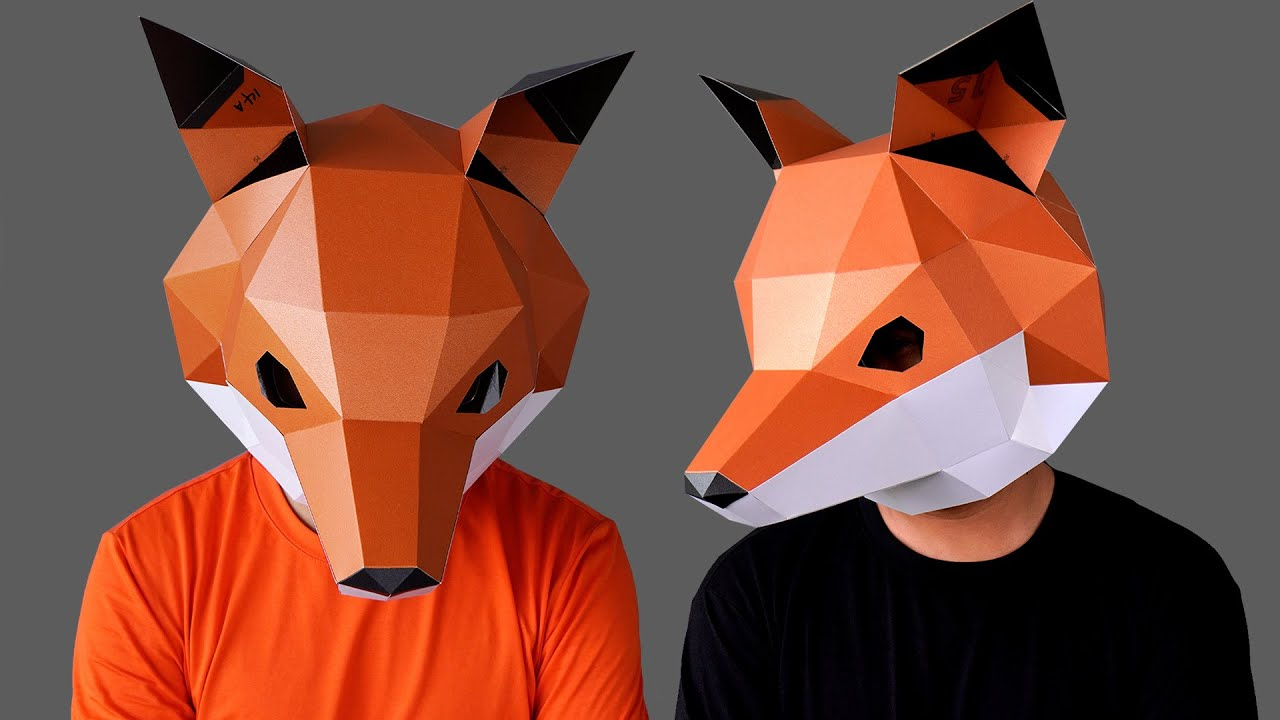 How To Make Fox Mask | Low Poly Fox Mask | Papercraft Mask Template And Animal Mask3Dfancy for Free Printable 3D Fox Mask Template
