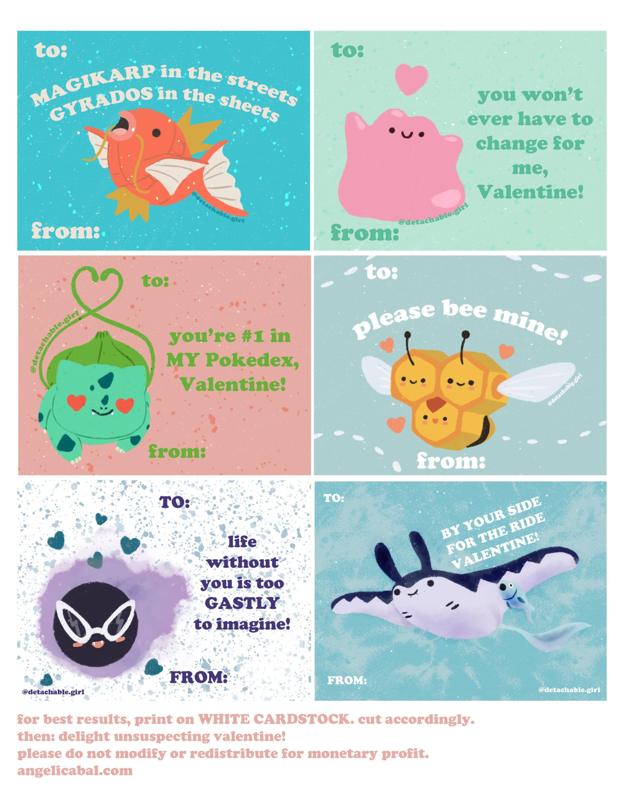 I Created Some Pokemon Valentines You Can Download For Free! : R within Free Pokemon Valentine Printables