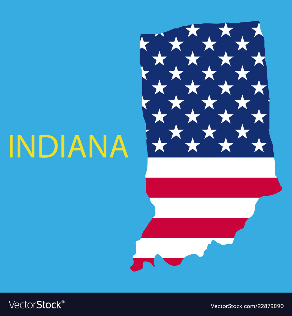 Indiana State Of America With Map Flag Print Vector Image with Printable Indiana State Flag