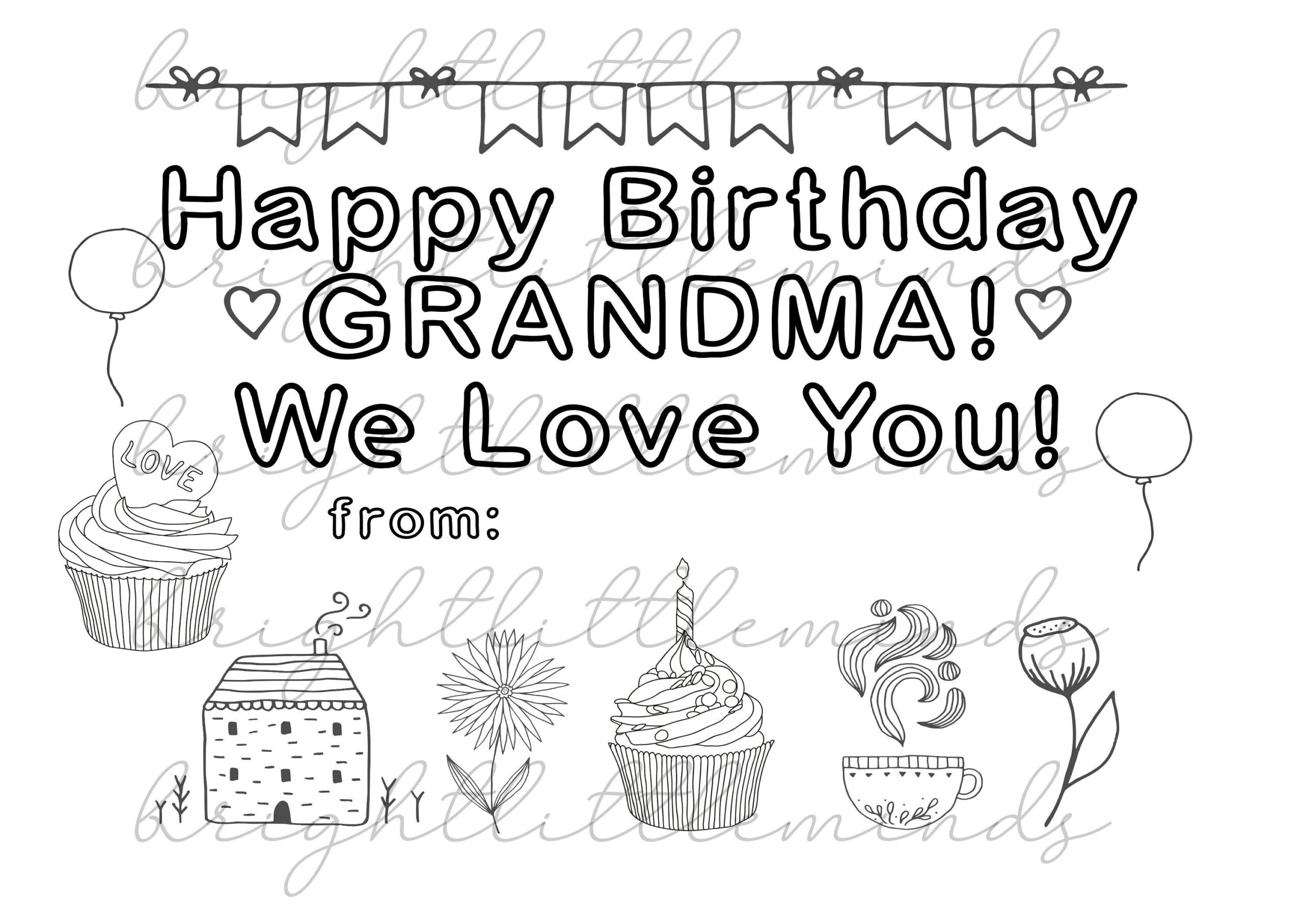 Instant Download | Printable | Happy Birthday Grandma | Diy Kids with regard to Happy Birthday Grandma Printable