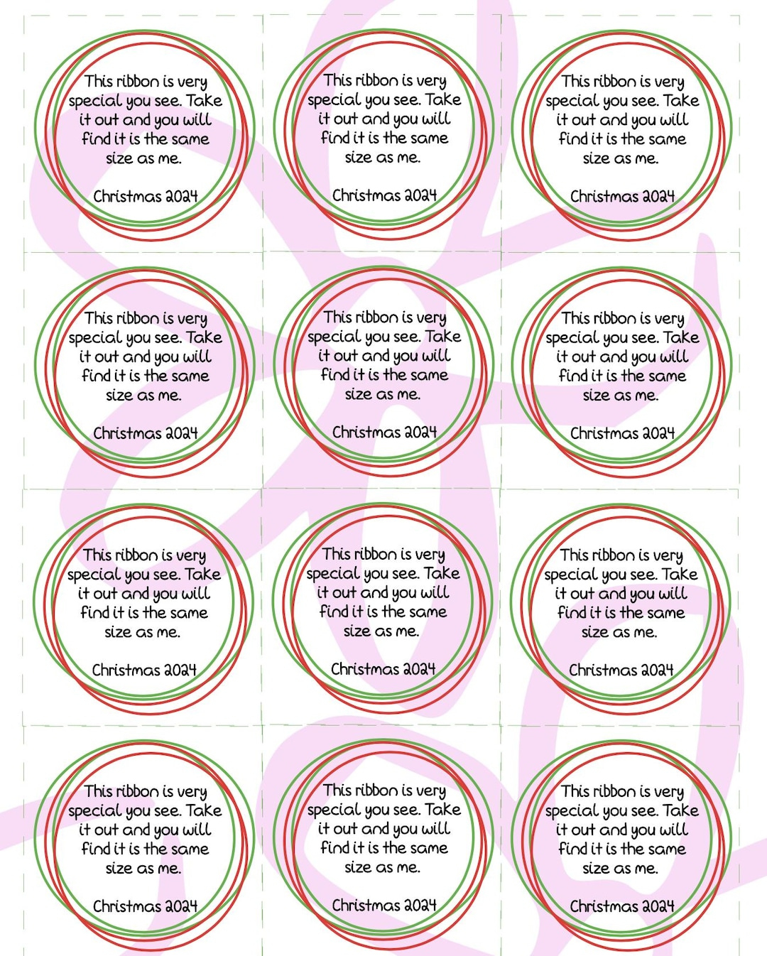 Instant Download/Printable - Ribbon Christmas Ornament - You Will regarding Free Printable Ribbon Height Poem Template