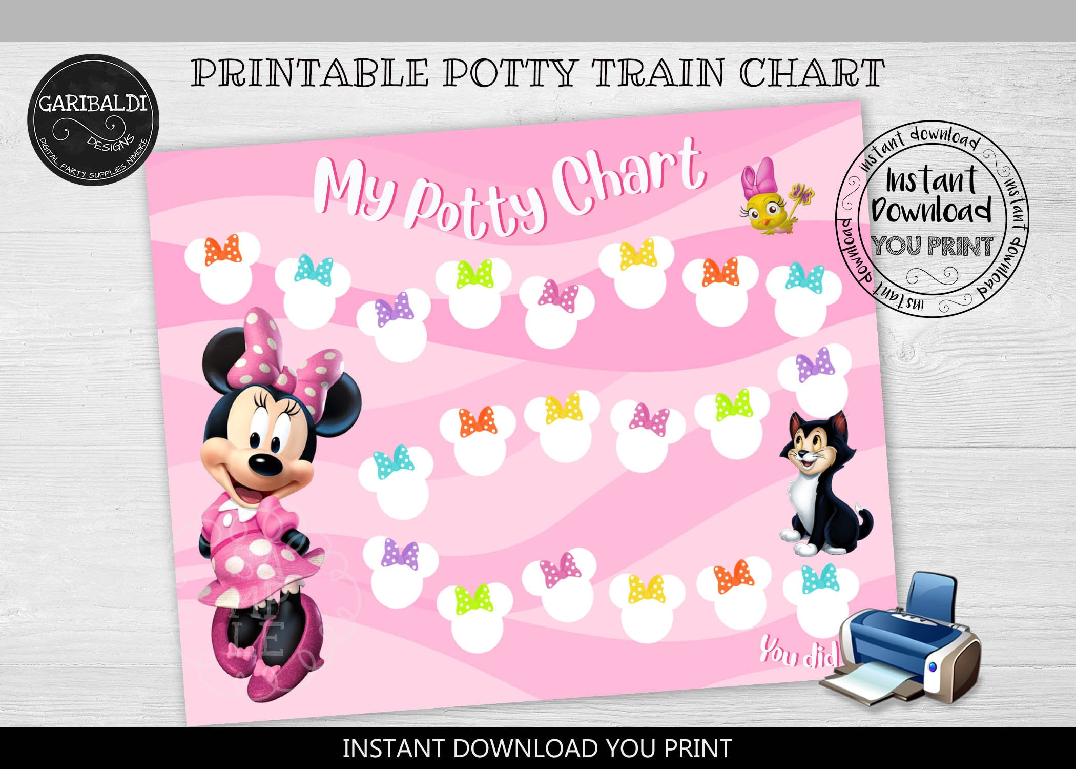 Instant Download Reward Chart Printable Chart Minnie Chart Potty regarding Free Printable Minnie Mouse Reward Chart